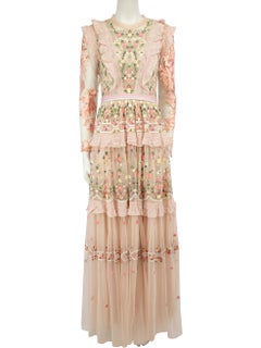 Needle & Thread Pink Floral Embroidered Maxi Dress Size M