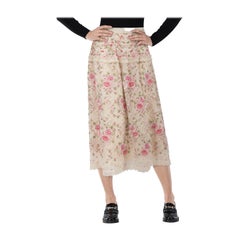 Nadel 
Faden Rosa Blumenbestickter Midi-Rock Größe XS