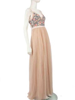 Needle & Thread Pink Whisper Embroidered Maxi Dress Size M