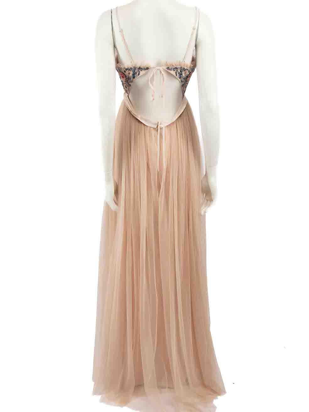 Needle & Thread Pink Whisper Embroidered Maxi Dress Size M In New Condition For Sale In London, GB