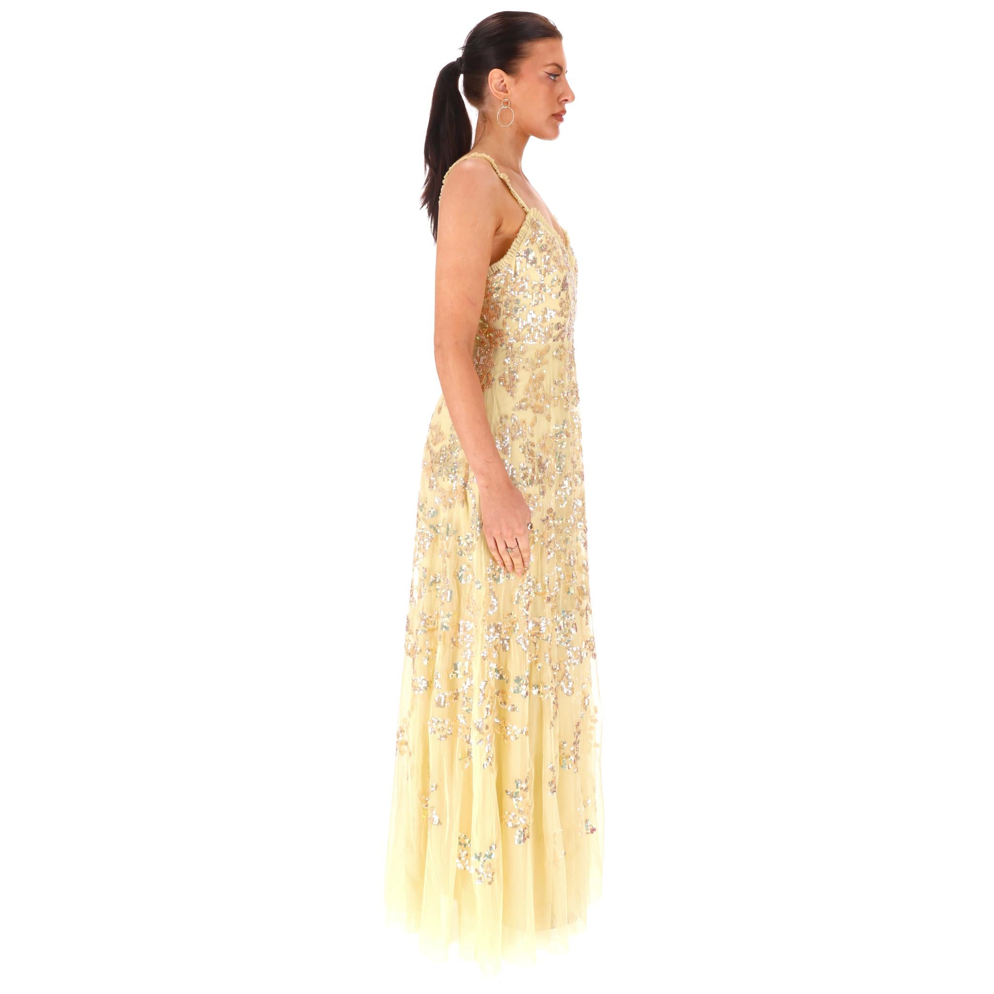 Orange Needle & Thread Sequin Embellished Evening Dress/Gown en vente