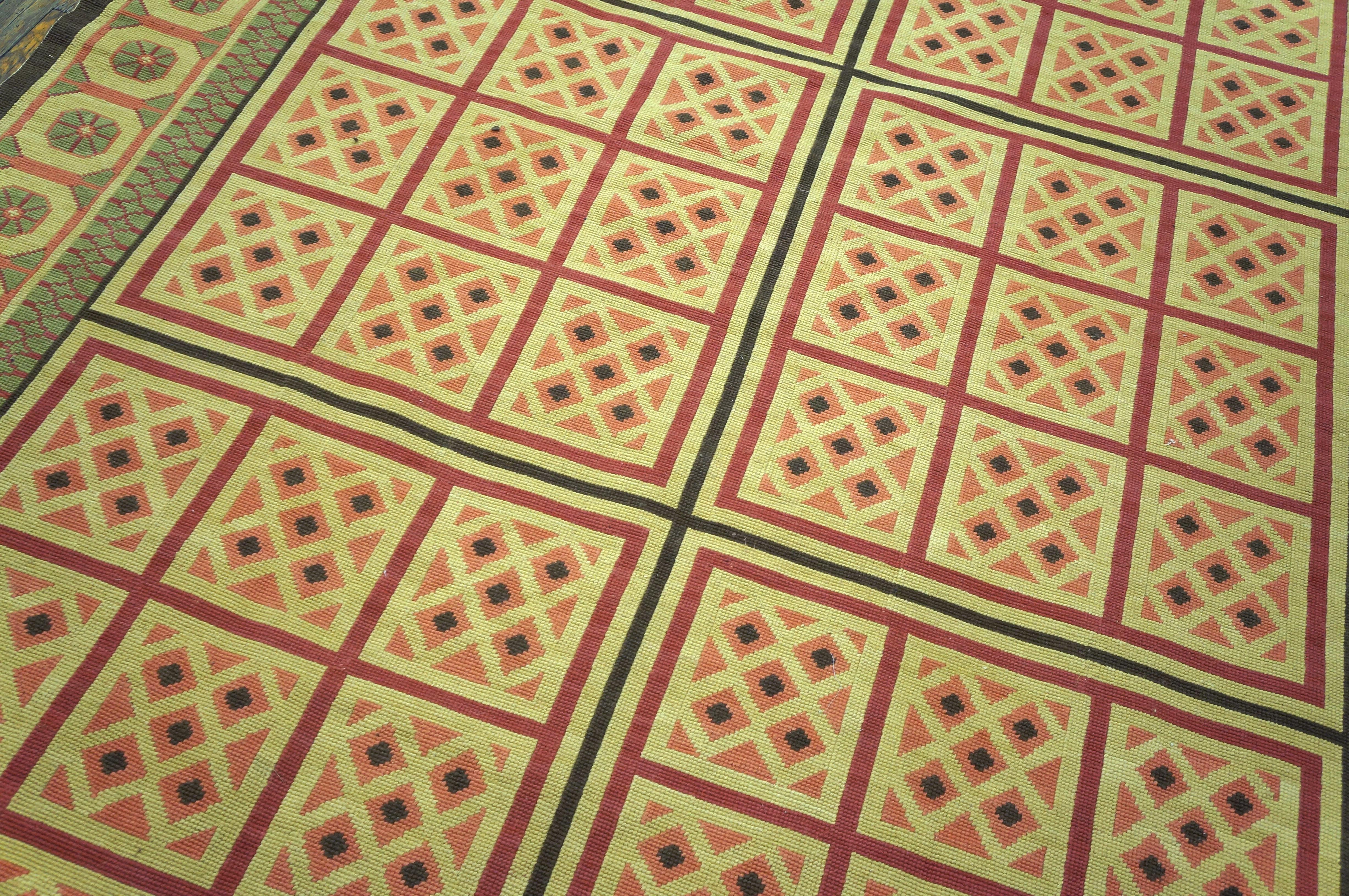Wool Needlepoint Flat Weave Carpet 6' 0