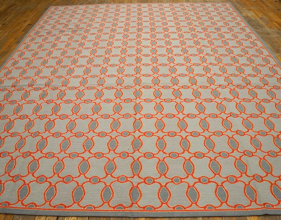 Contemporary Handwoven Needlepoint Flat Weave Carpet (6' x 9' 183 x 274 cm)