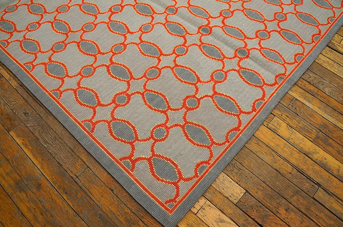 Chinese Contemporary Handwoven Needlepoint Flat Weave Carpet 6' x 9' For Sale