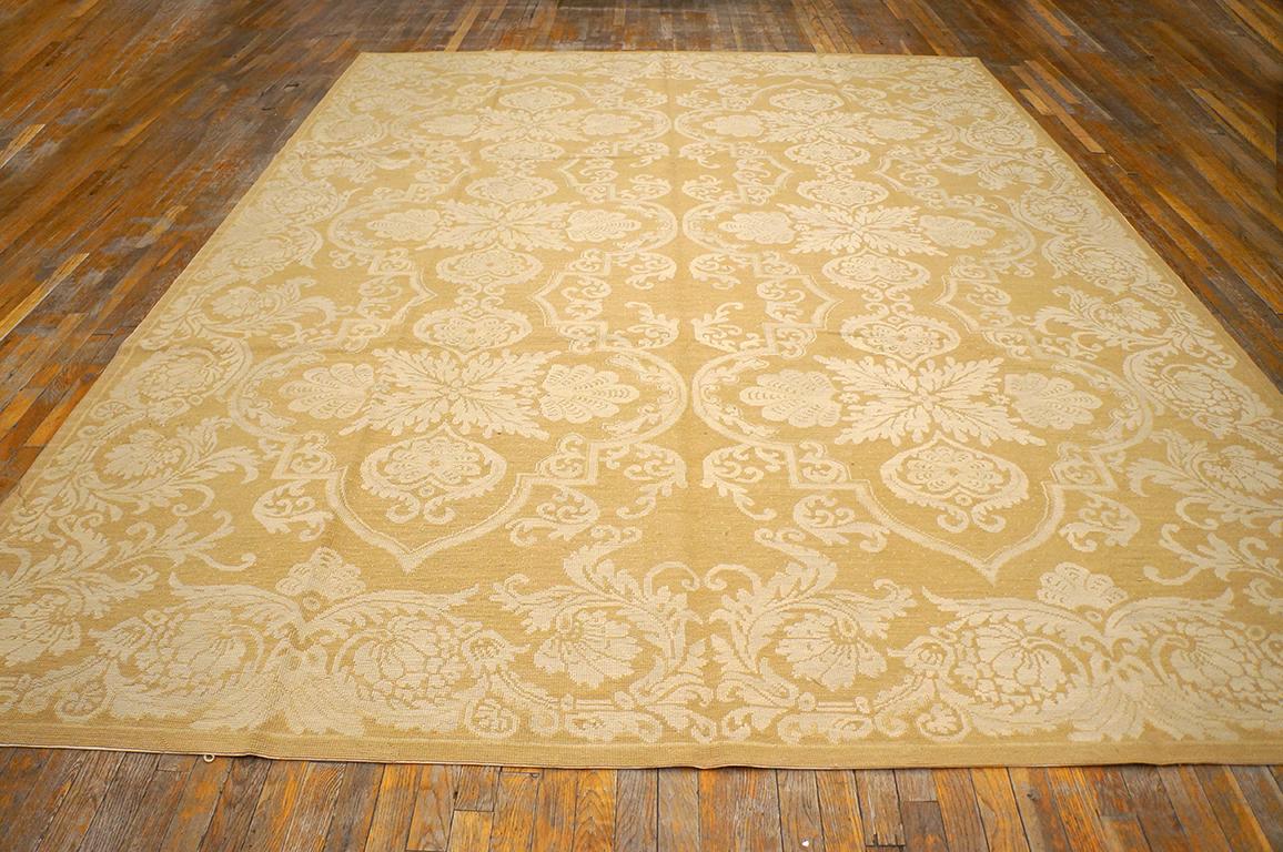 Contemporary Handwoven Needlepoint Flat Weave Carpet 9'0