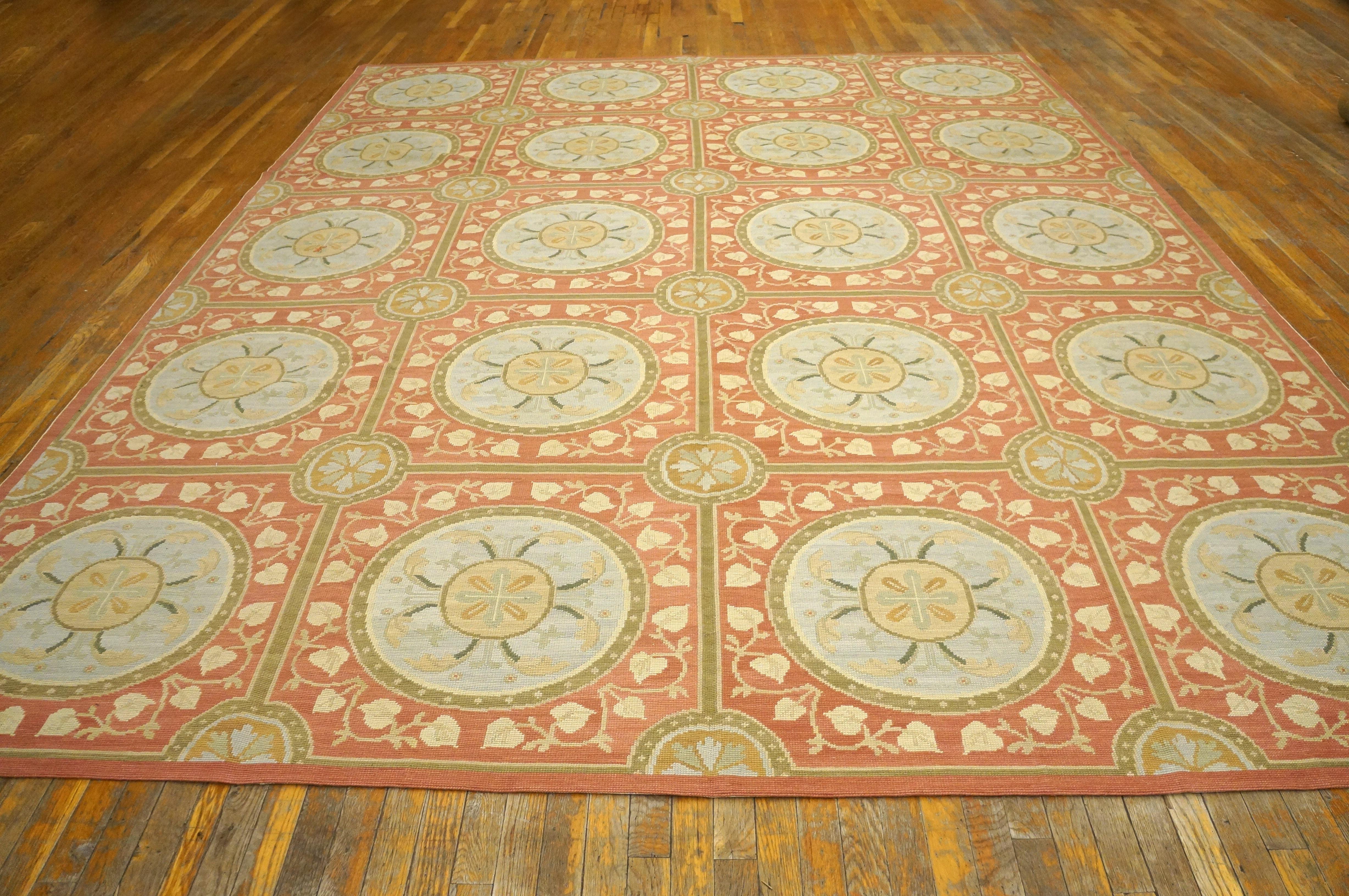 Contemporaneity Handwoven Needlepoint Flat Weave Carpet With Silk Highlights ( 9' x 12' - 275 x 365 cm)
