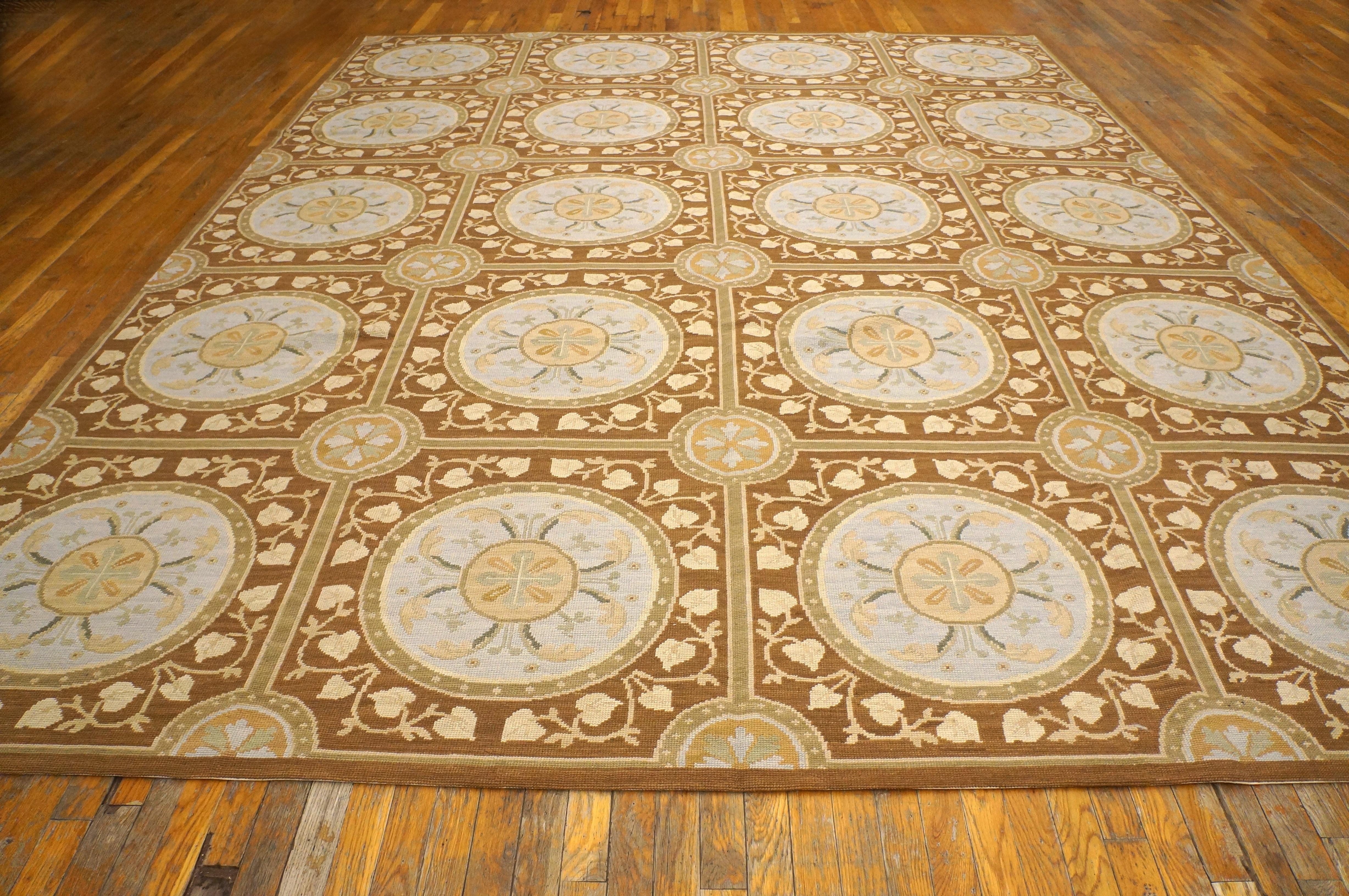 Tappeto contemporaneo tessuto a mano in lana a punto d'ago a trama piatta  9' x 12' - 275 x 365 cm)

