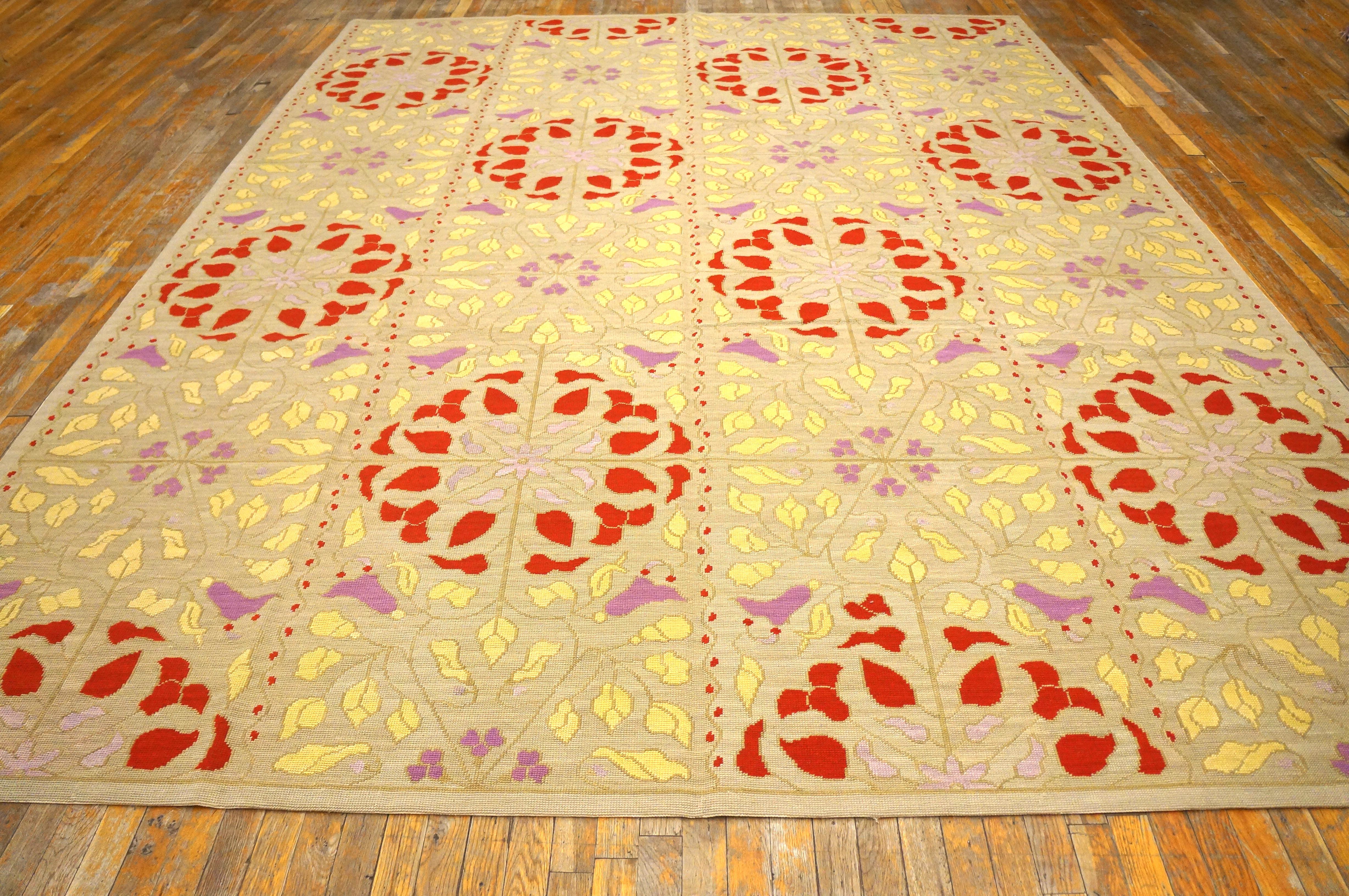 Contemporaneità Tessuto a mano in lana a punta d'ago a trama piatta 
( 9' x 12' 275 x 365 cm)