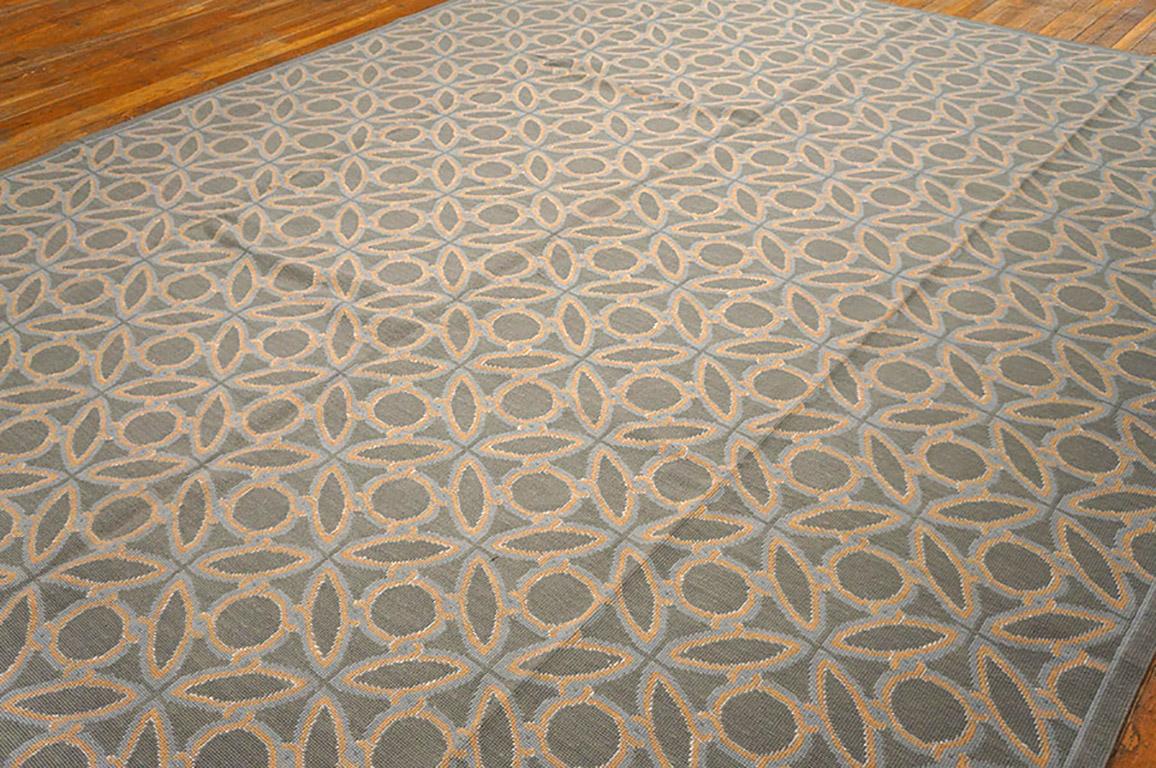 Hand-Knotted Antique Needlepoint Flat Weave Carpet 9' 0