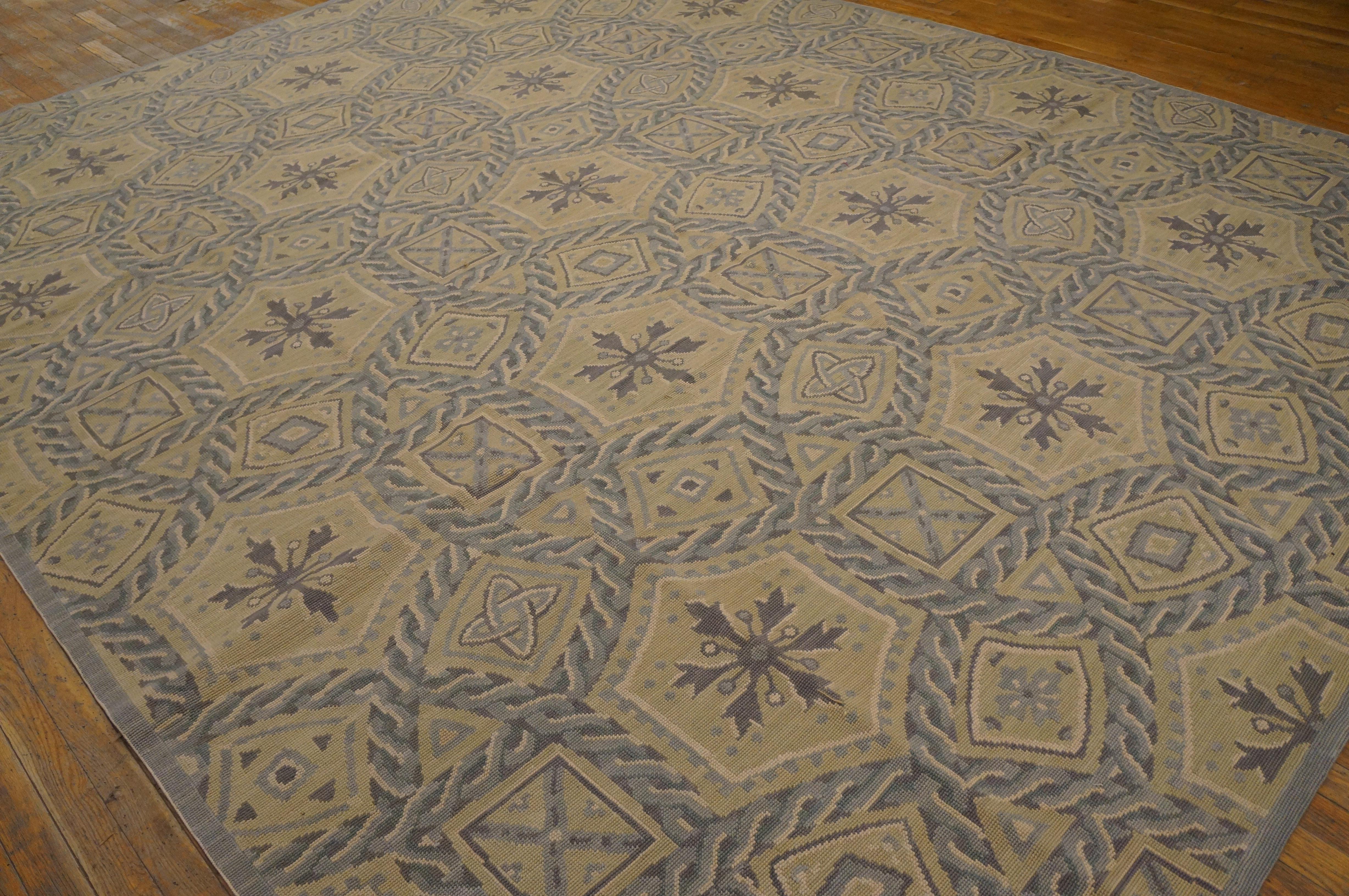 Hand-Knotted  Needlepoint Flat Weave Carpet 9' 0