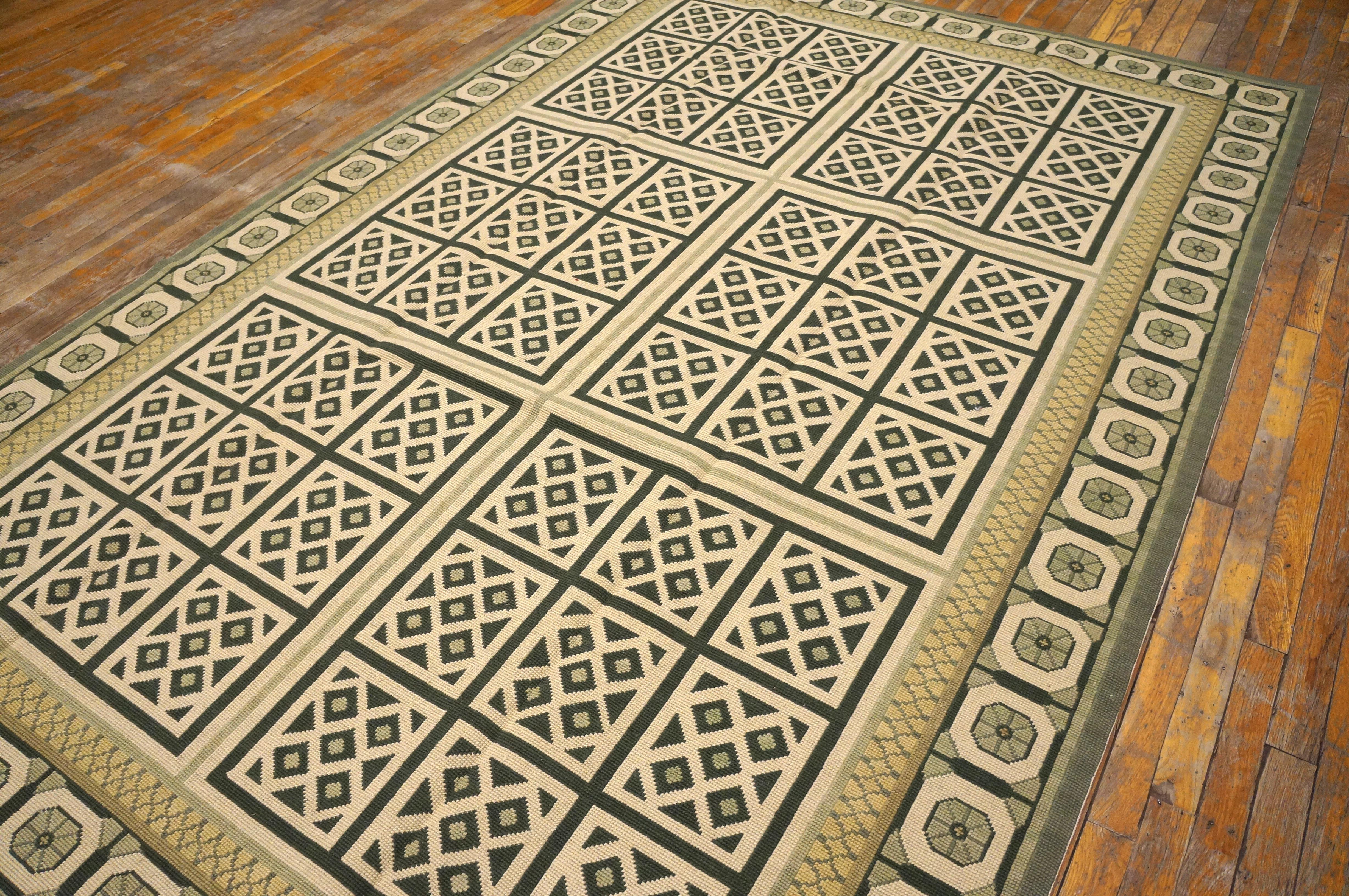 Hand-Knotted Needlepoint Flat Weave Carpet 9' 0