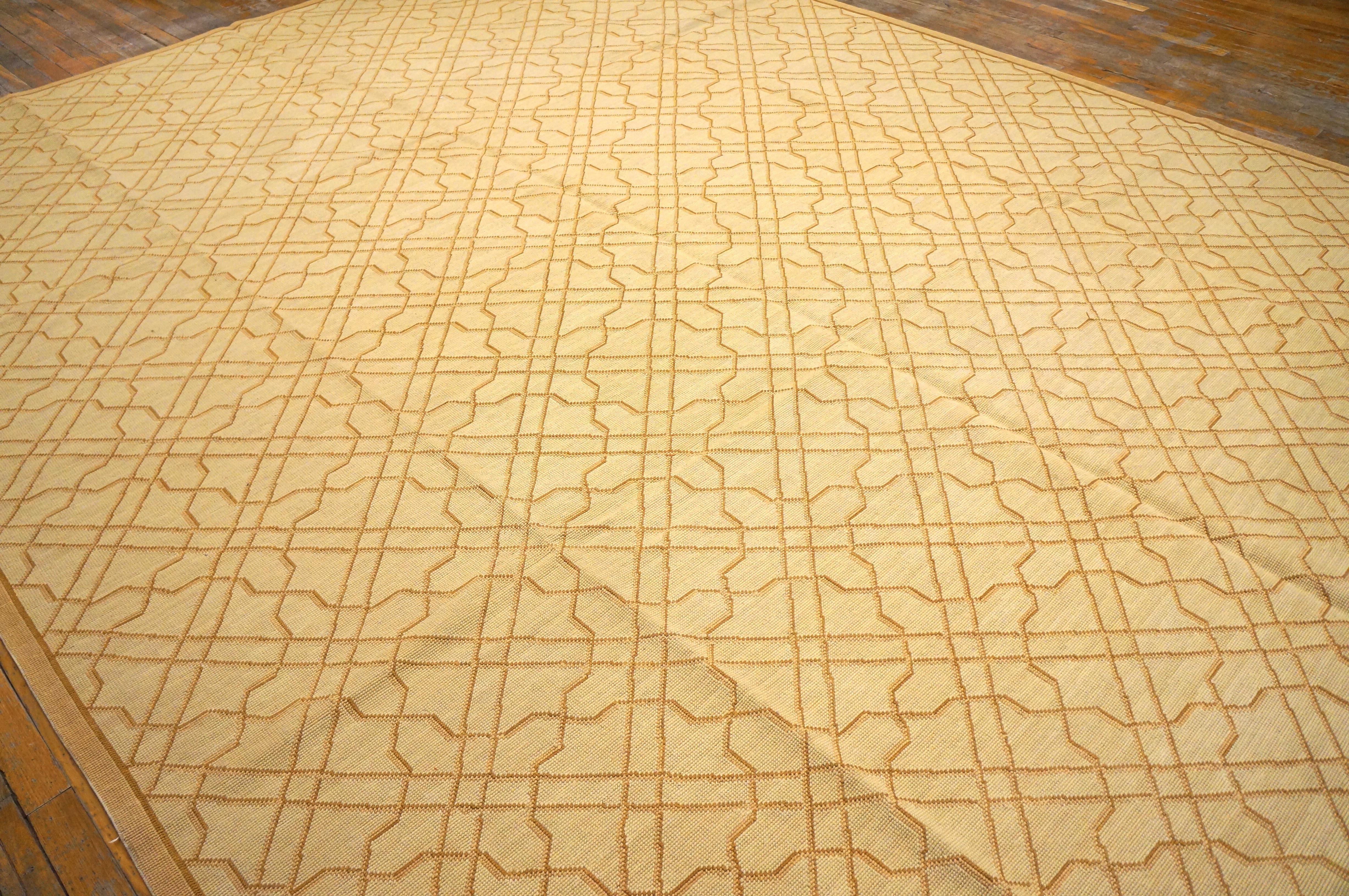 Annodato a mano Tappeto a trama piatta in lana intrecciata a mano con punti luce in seta in vendita