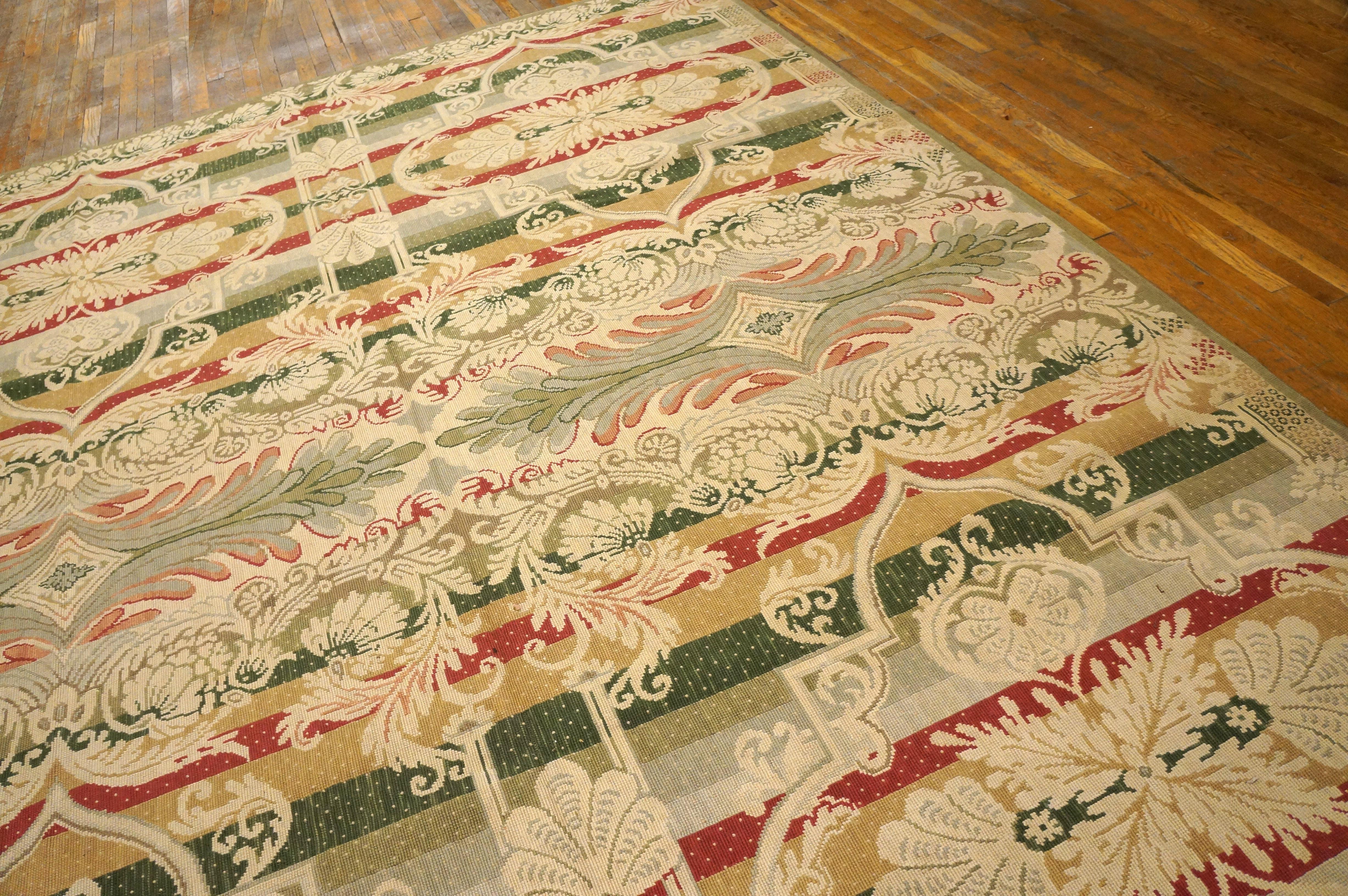 Wool Contemporary Handwoven Needlepoint Flat Weave Carpet 9' 0