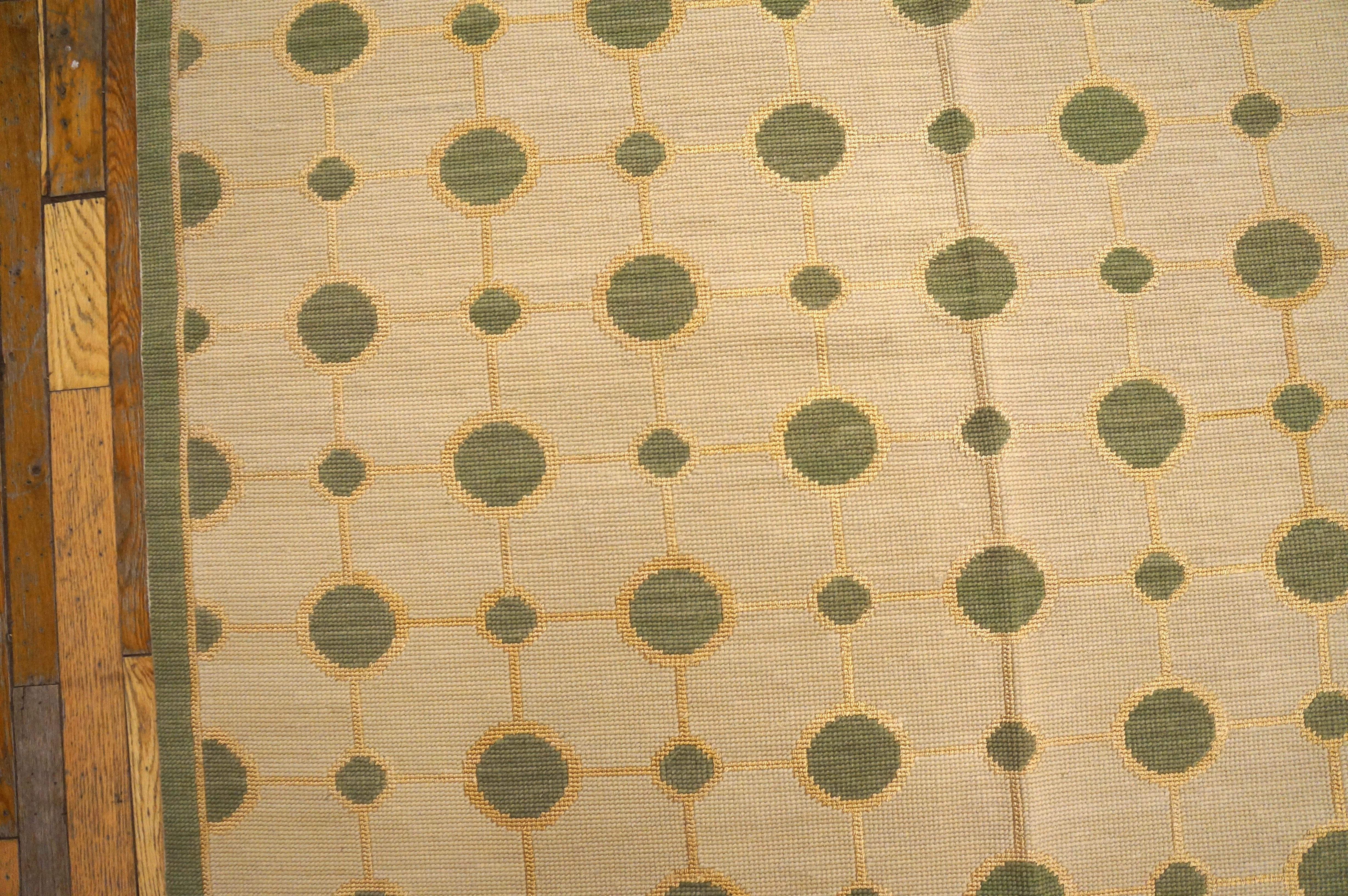 Contemporaneity Handwoven Needlepoint Flat Weave Carpet With Silk Highlights In New Condition For Sale In New York, NY