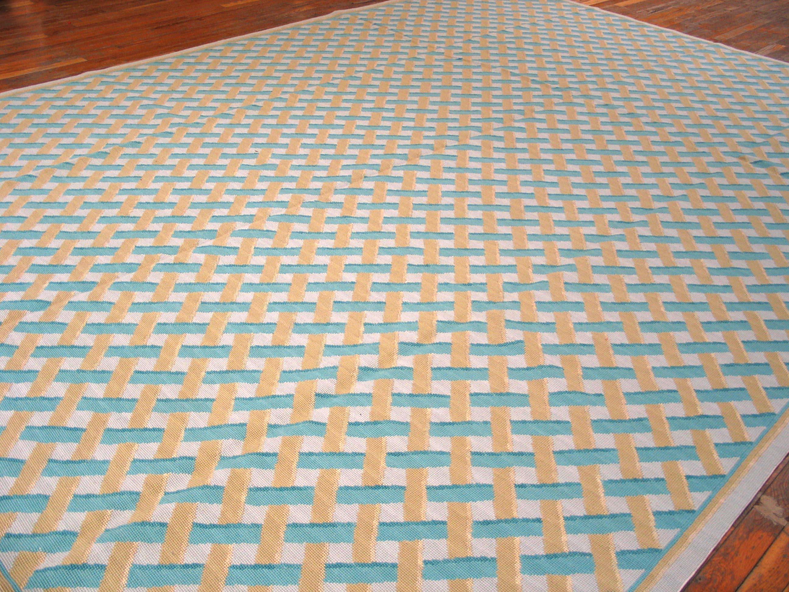 Handgewebter Flachgewebe-Teppich mit Gobelinstickereien 2,05 m x 3,05 m, handgewebt im Zustand „Neu“ im Angebot in New York, NY