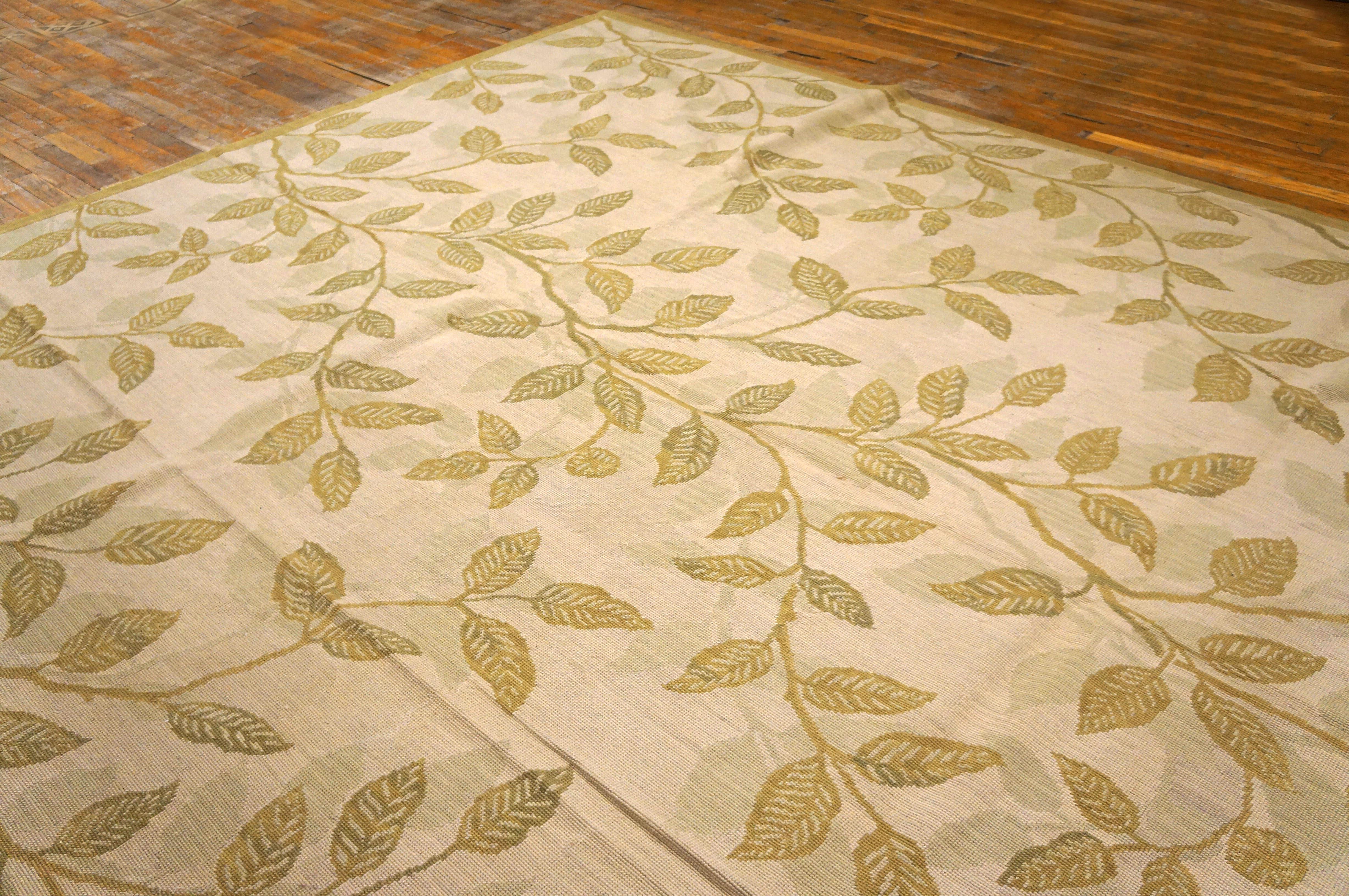 Contemporary Handwoven Needlepoint Flat Weave Carpet 9' 0