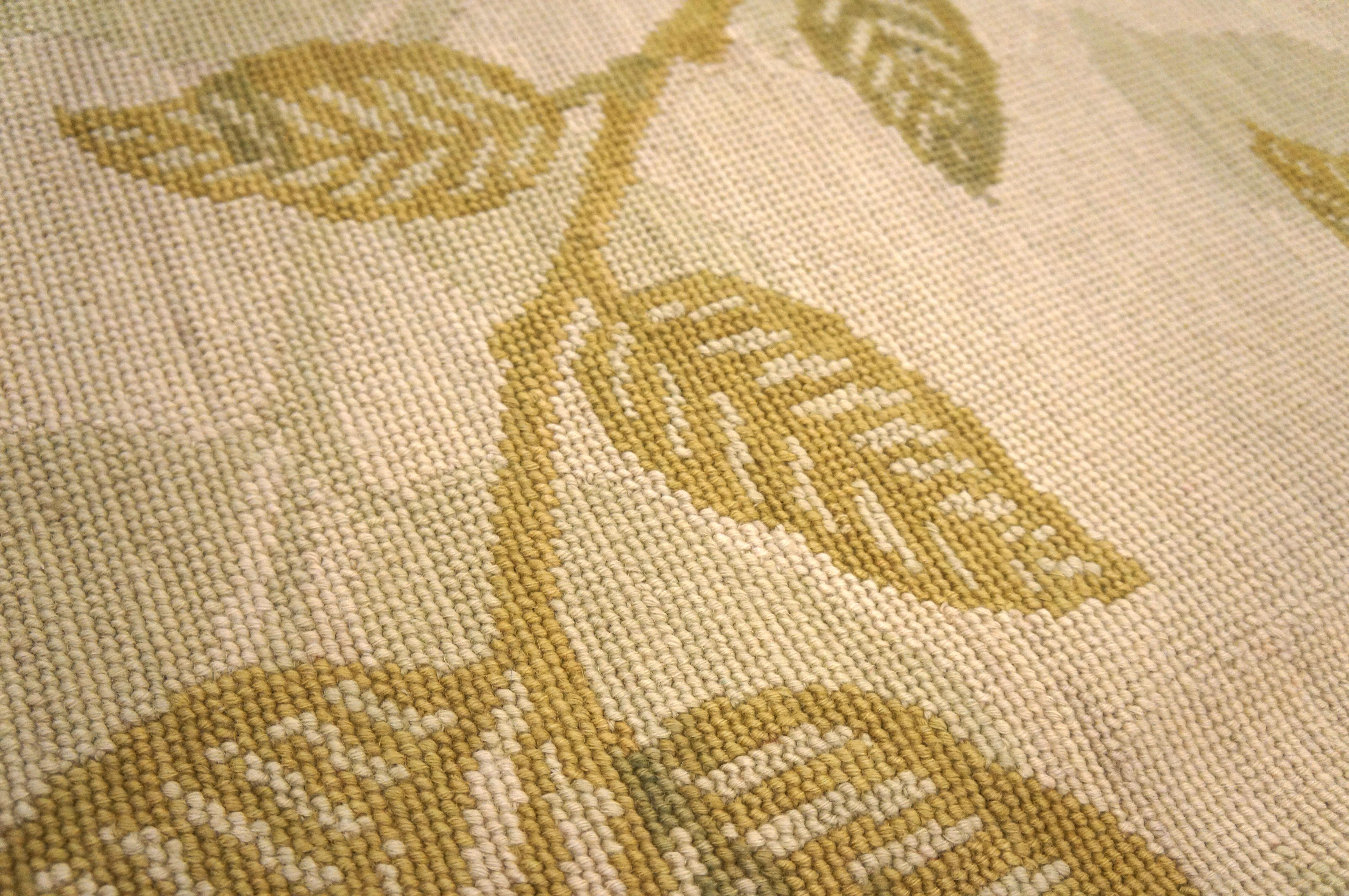 Wool Handwoven Needlepoint Flat Weave Carpet 9' 0