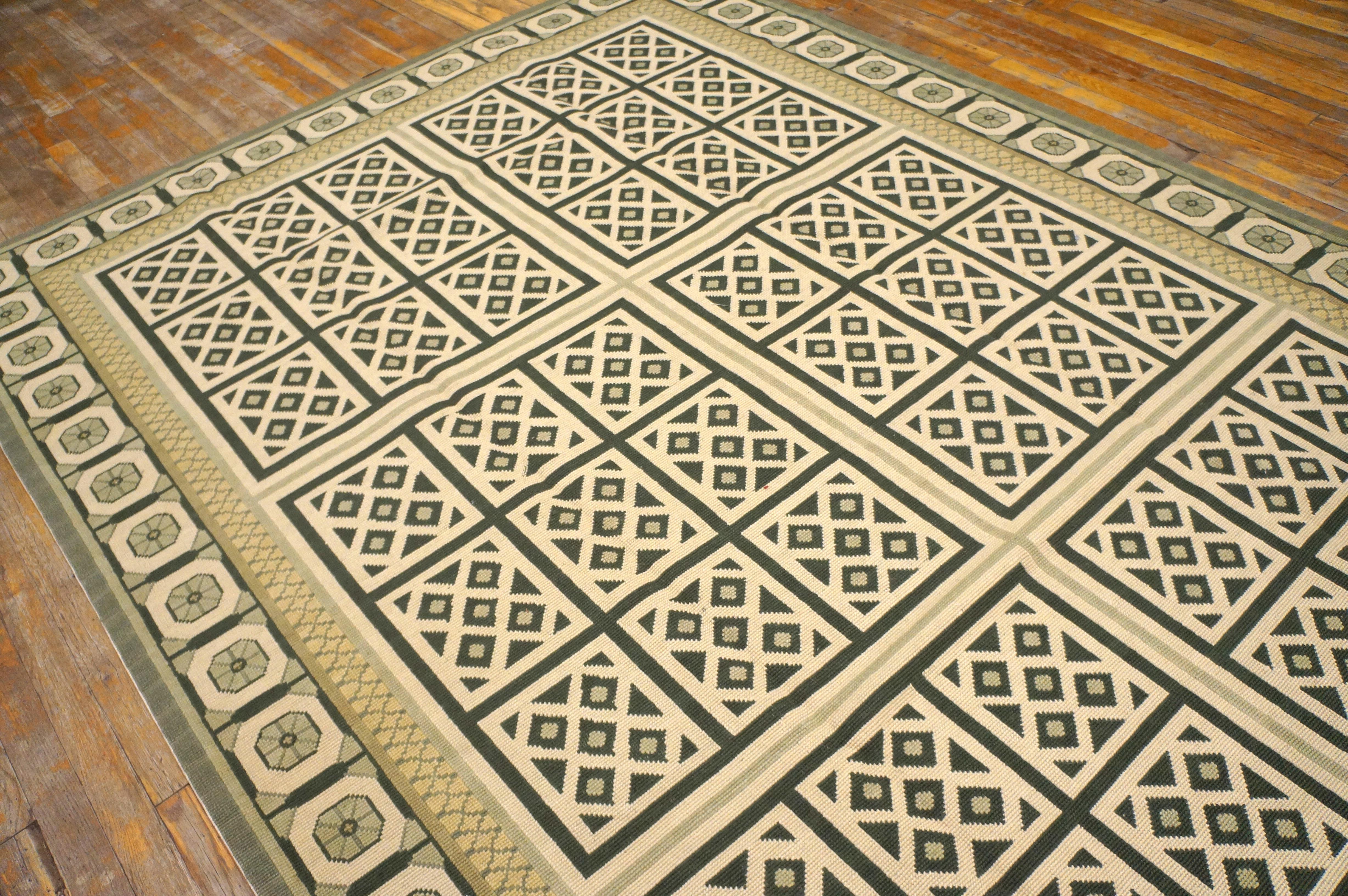 Wool Needlepoint Flat Weave Carpet 9' 0