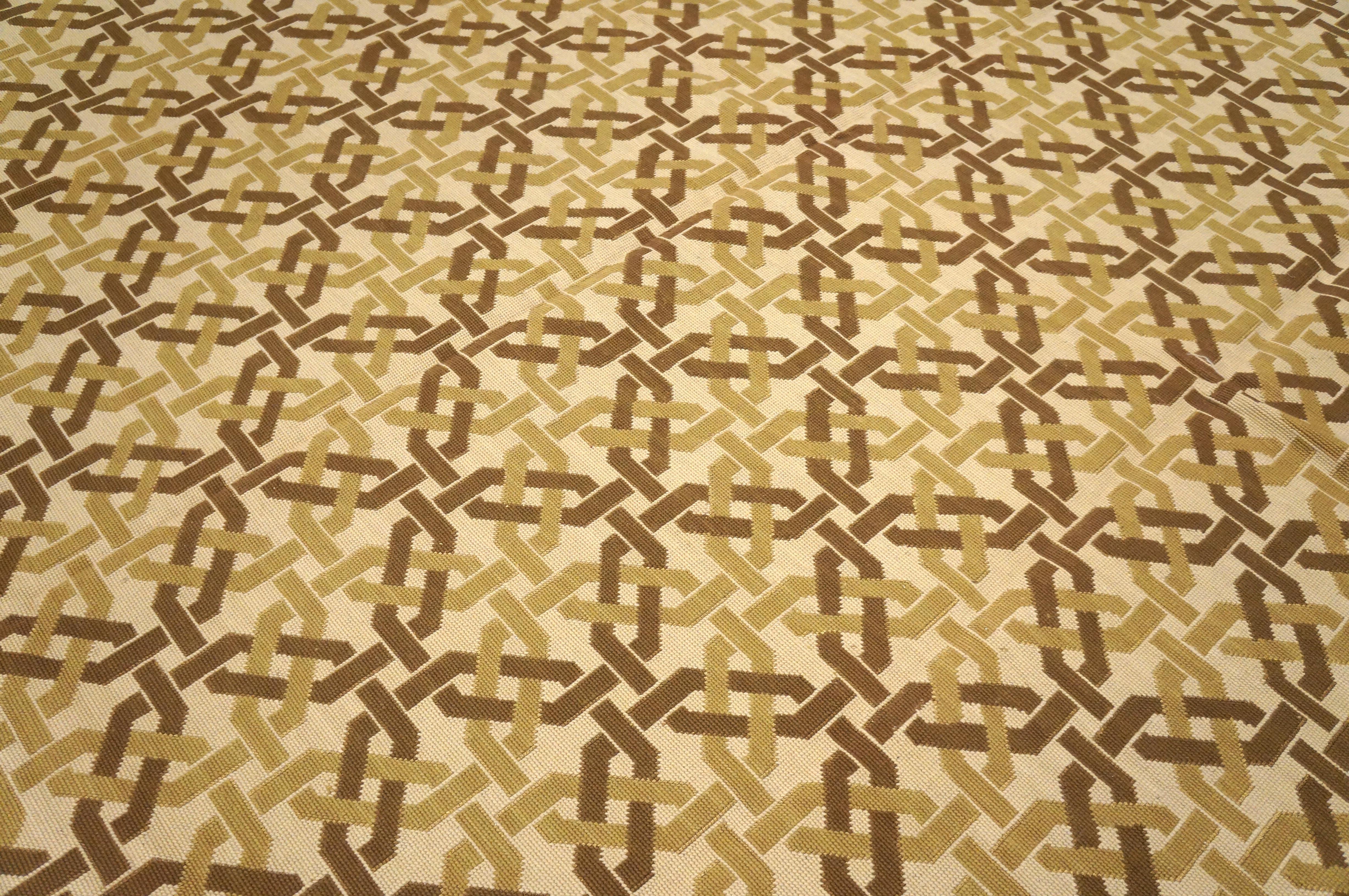 Alfombra contemporánea tejida a mano en punto de aguja de lana con realce de seda Lana en venta