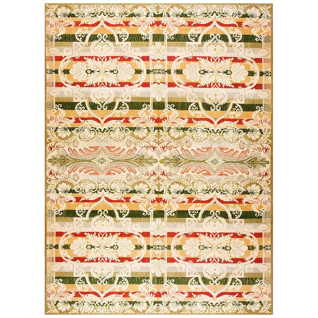 Contemporary Handwoven Needlepoint Flat Weave Carpet 9' 0" x 12' 0" For Sale