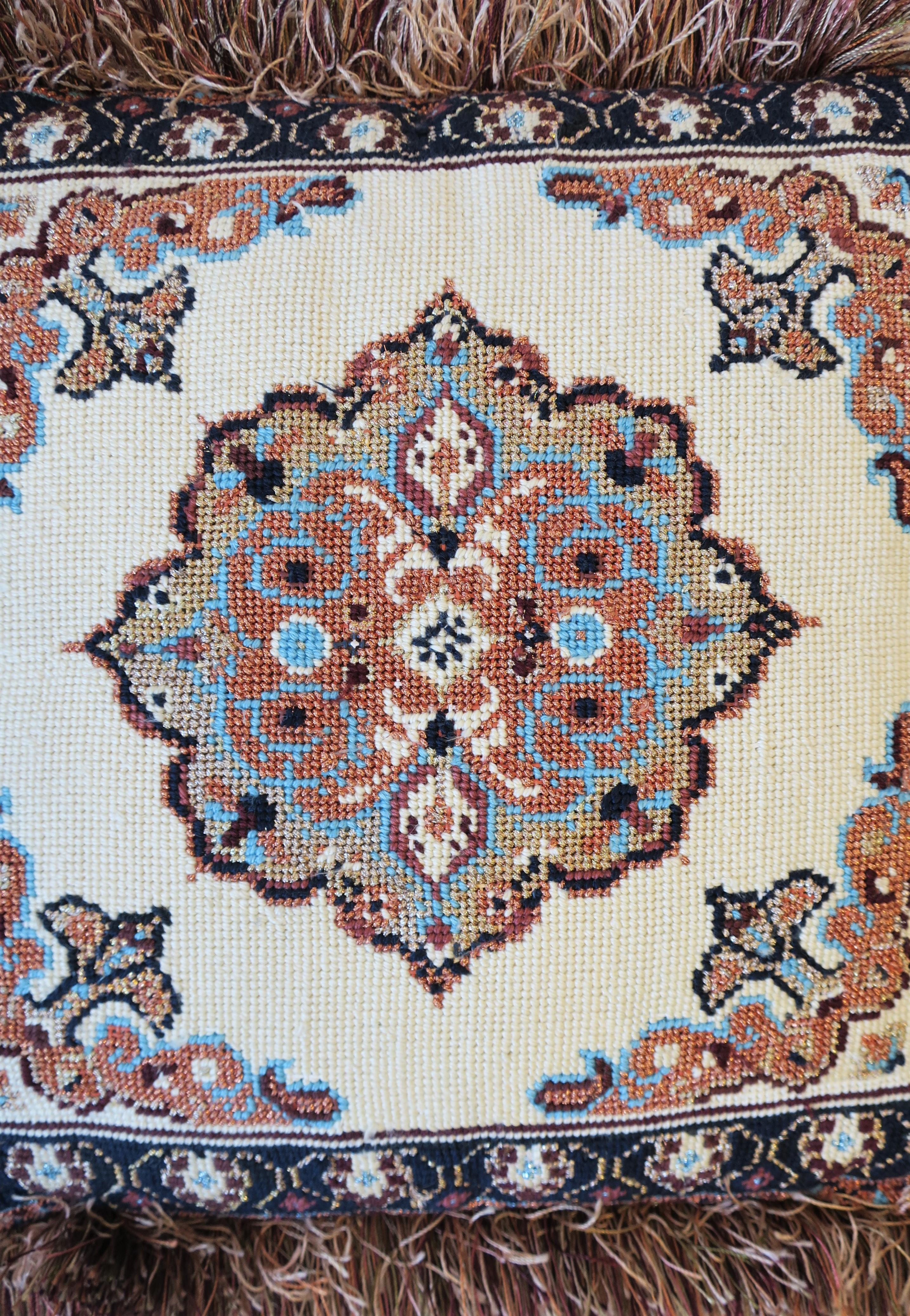 Needlepoint Pillow with Moorish Moroccan Design In Good Condition For Sale In New York, NY