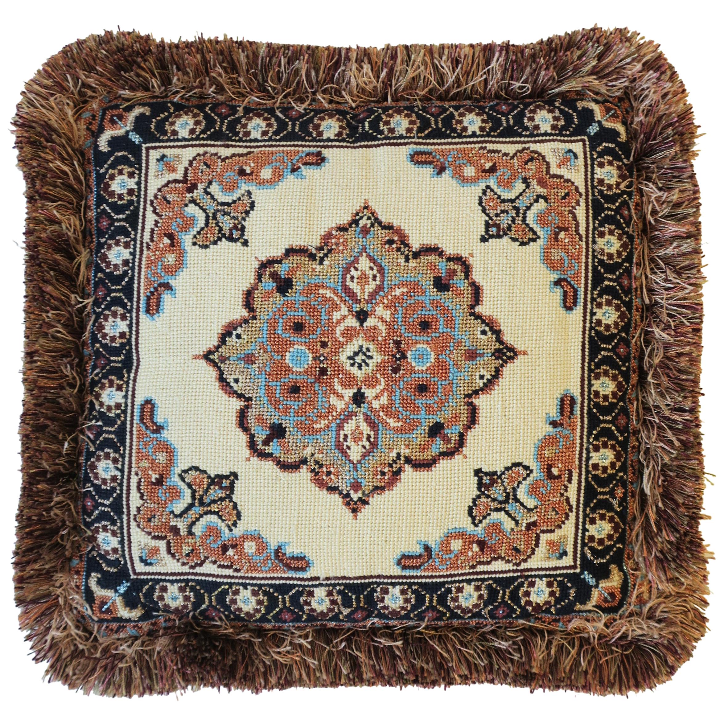 Needlepoint Pillow with Moorish Moroccan Design For Sale