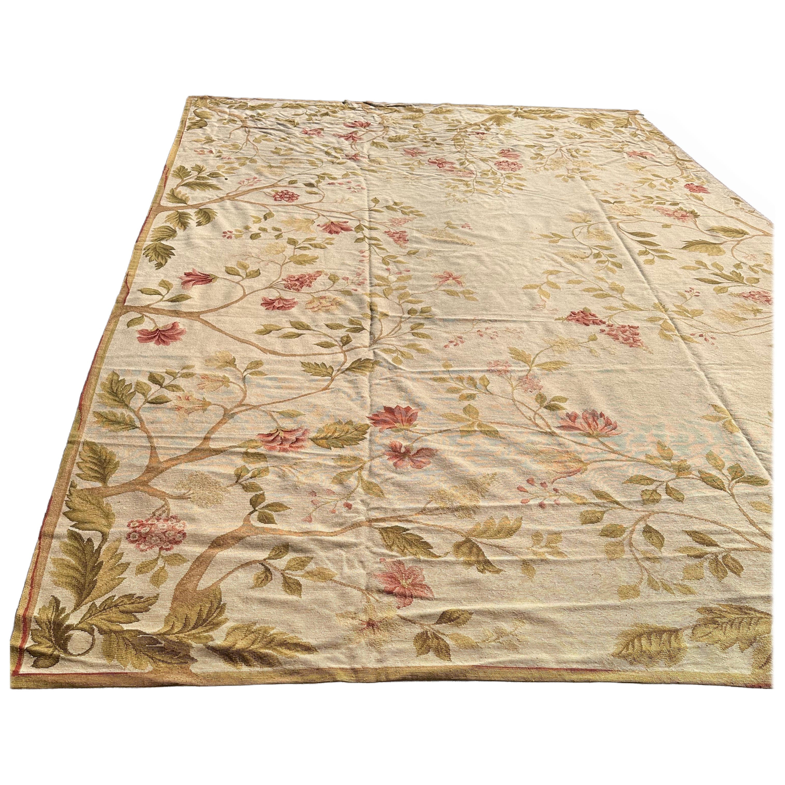 Needlepoint Rug , floral pattern. 10/14 feet