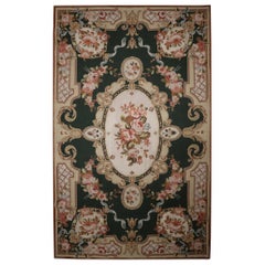 Needlepoint Rug Handwoven Carpet Wool Area Rug New Green Beige