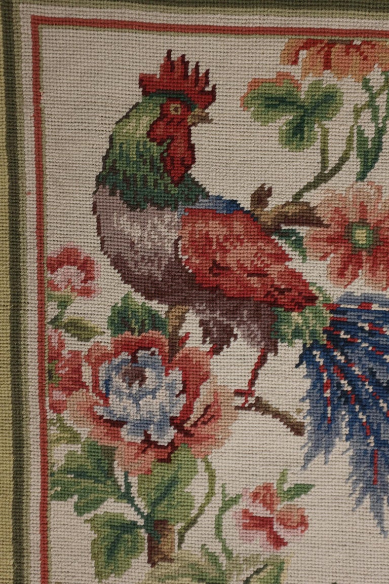 Needlepoint Runner Rug Classic Cream Wool Area Rug Handwoven Carpet For