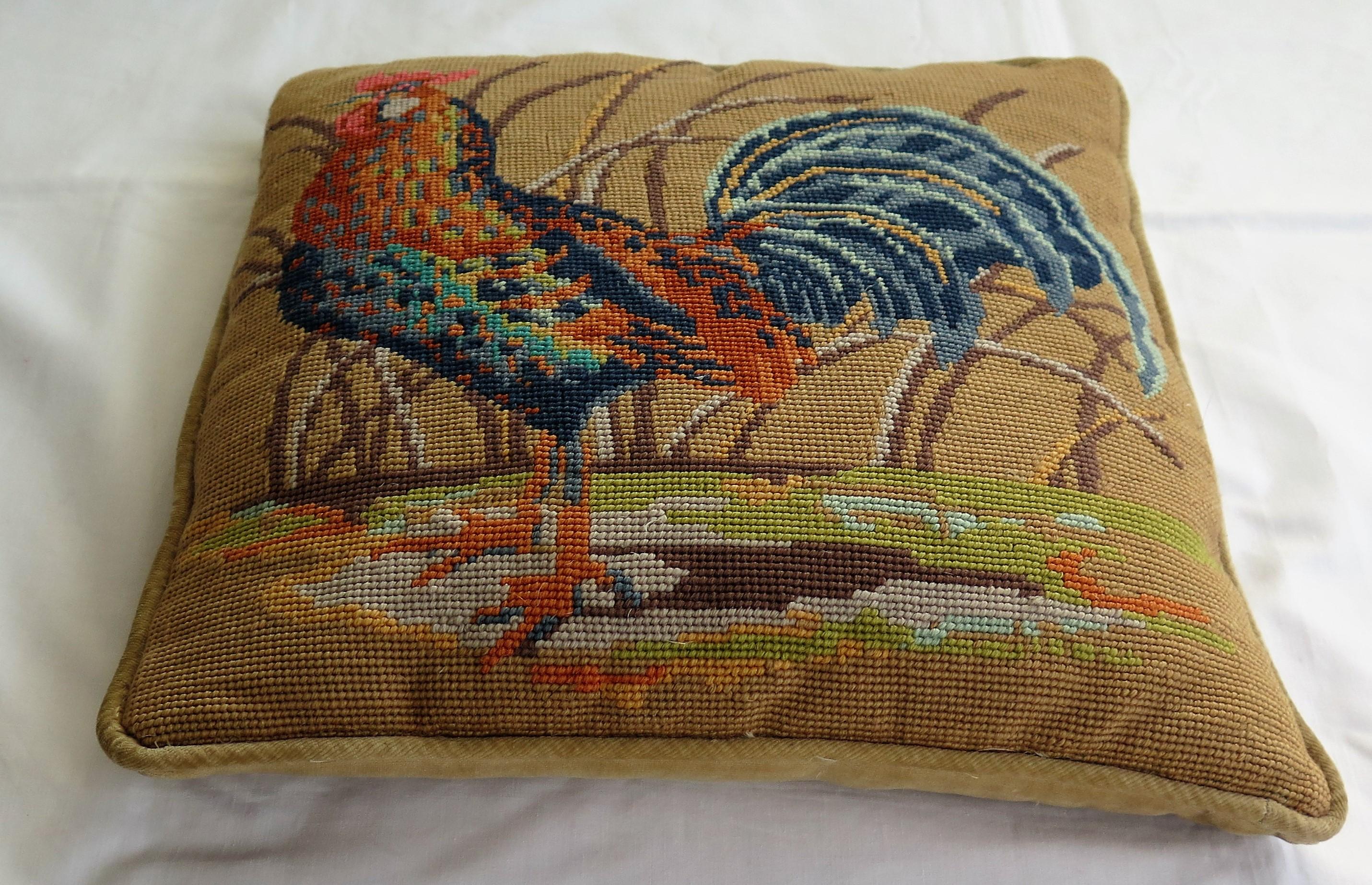 20th Century Needlepoint Tapestry Cushion or Pillow of Rooster or Cockerel, circa 1940