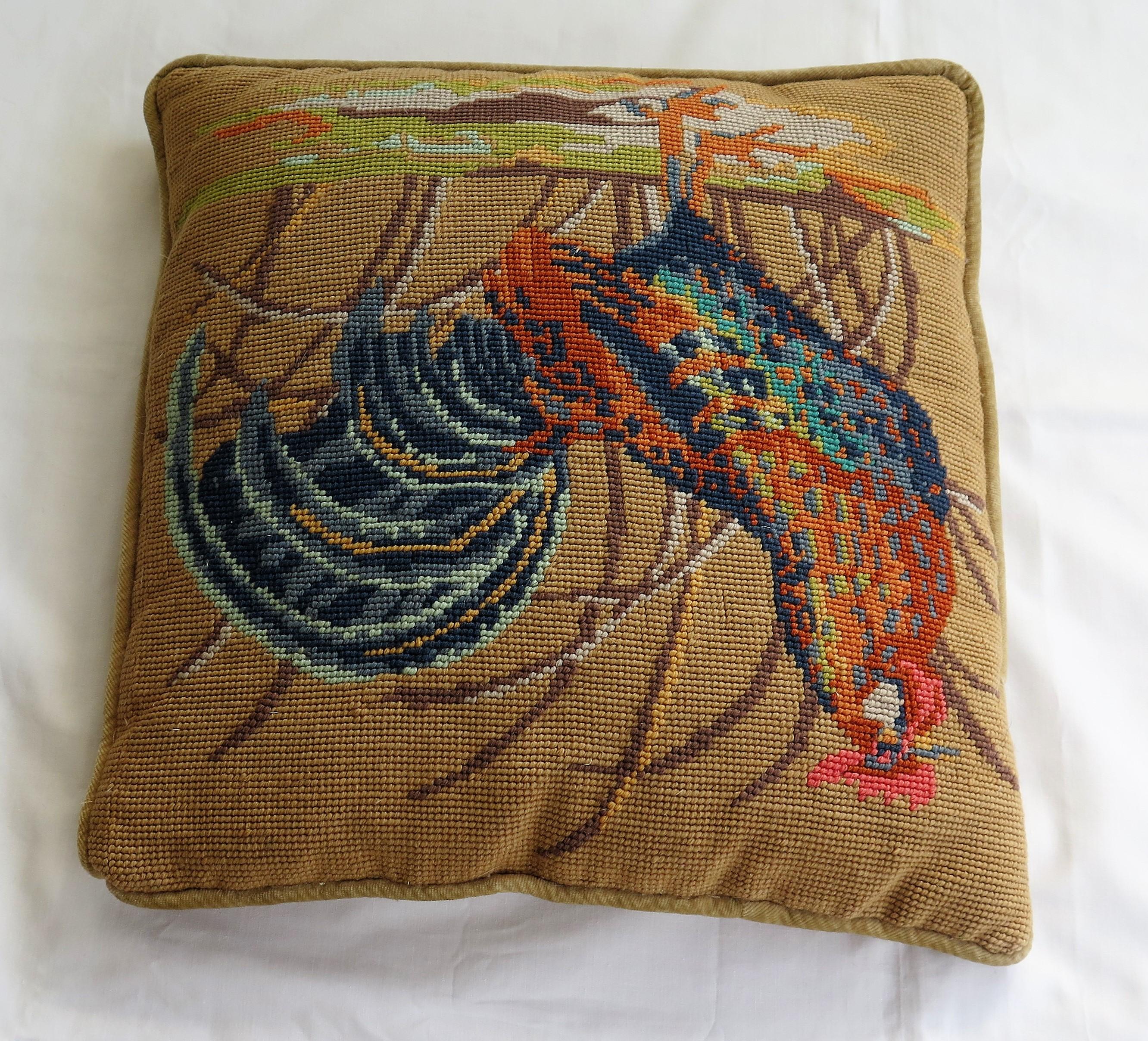 Needlepoint Tapestry Cushion or Pillow of Rooster or Cockerel, circa 1940 2