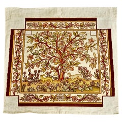 Needlepoint Tapestry Medieval Style Fruit Tree Flowers with Dog Rabbit and Bird