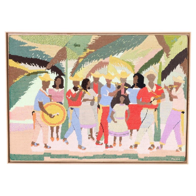 Needlepoint Wall Hanging with a Musical Theme For Sale at 1stDibs