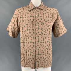NEEDLES Size XL Blush Olive Circles Acrylic & Rayon Camp Short Sleeve Shirt