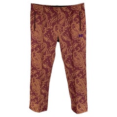 NEEDLES Size XL Burgundy & Tan Paisley Polyester Sweatpants