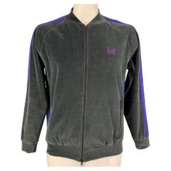 NEEDLES Size XL Charcoal Purple Textured Cotton Polyester Jacket