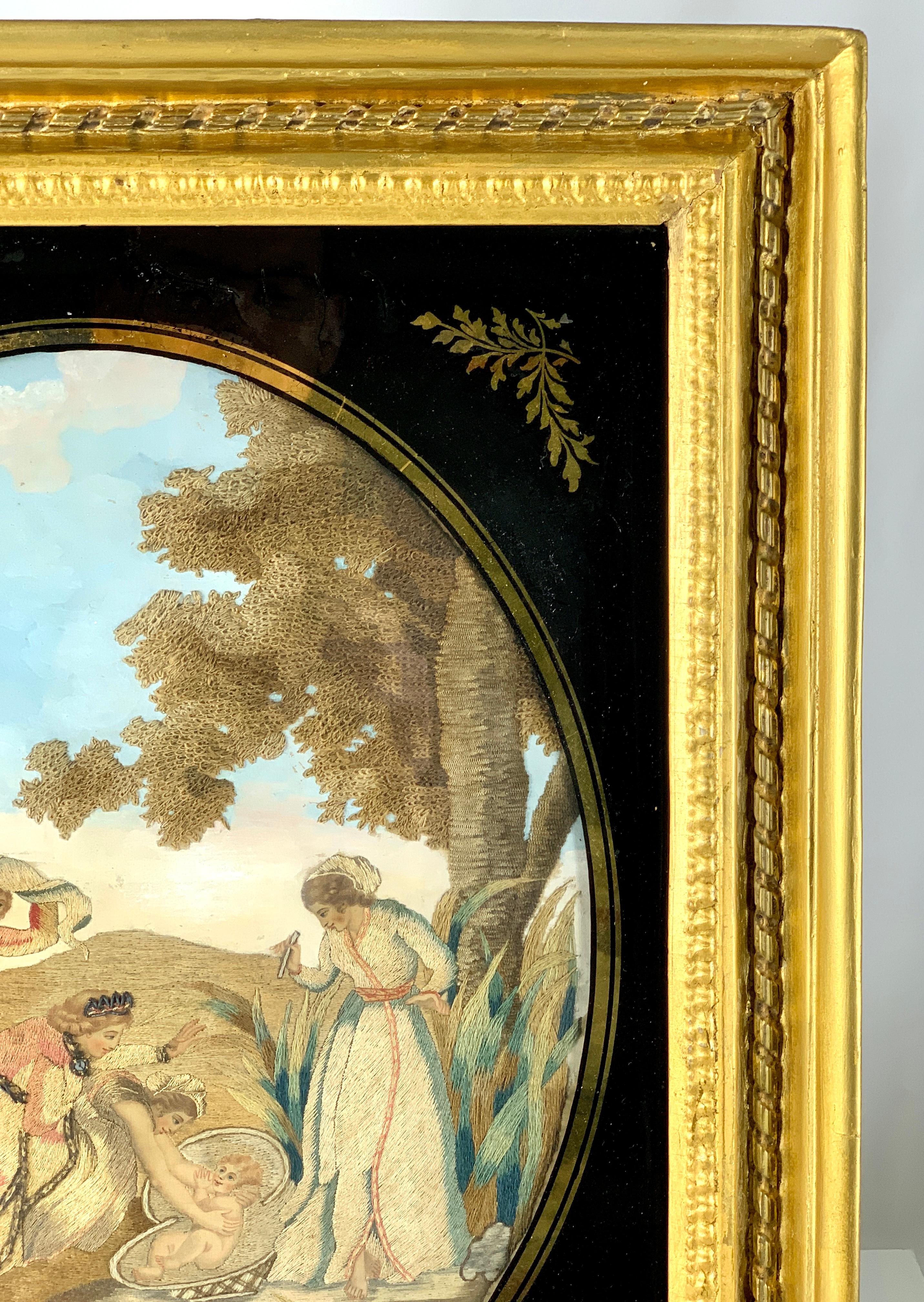 Aguja Escena Bíblica Moisés Dibujado Del Río Nilo Inglaterra Circa 1840 Hecho a mano en venta
