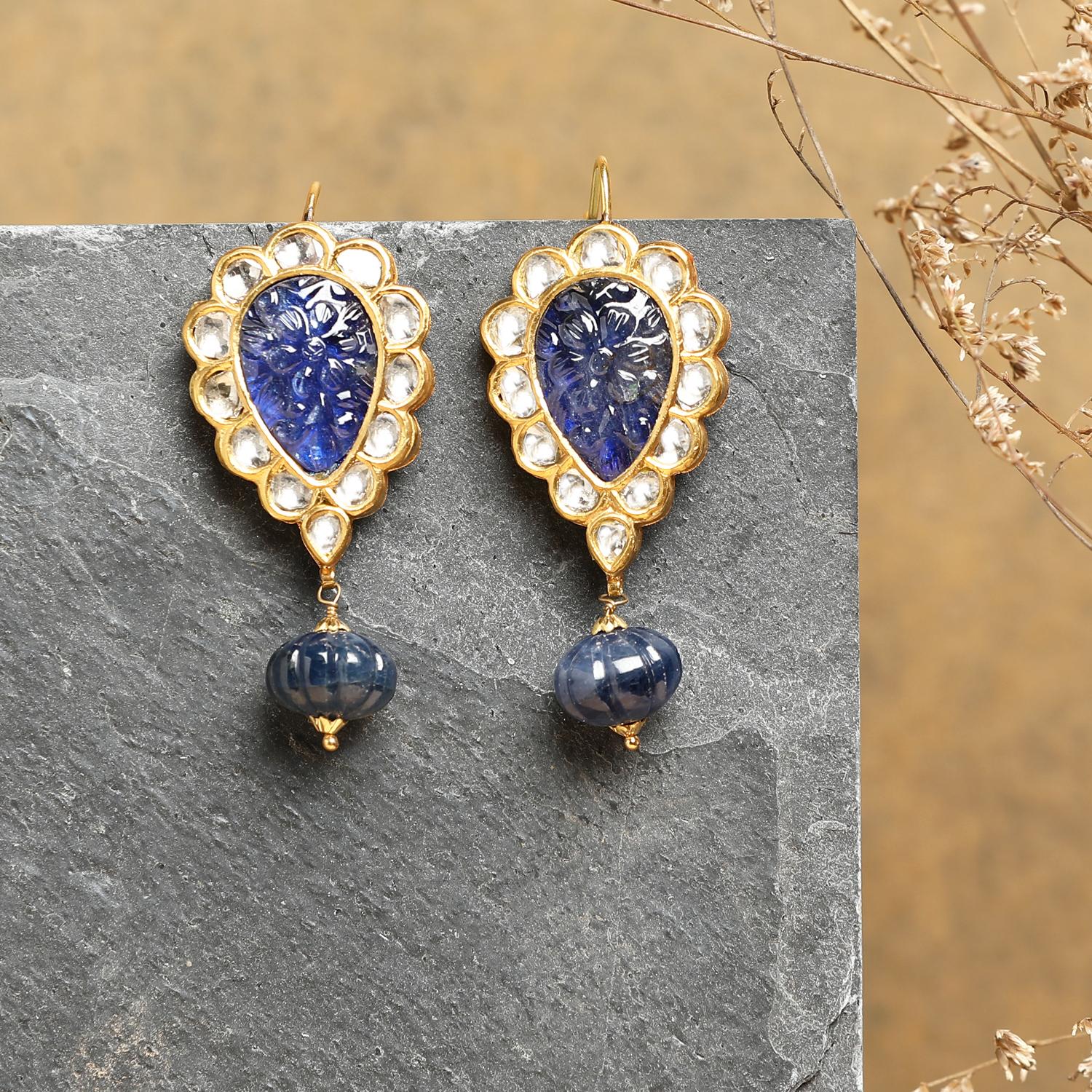 Artisan Neelakash earrings by Vintage intention For Sale