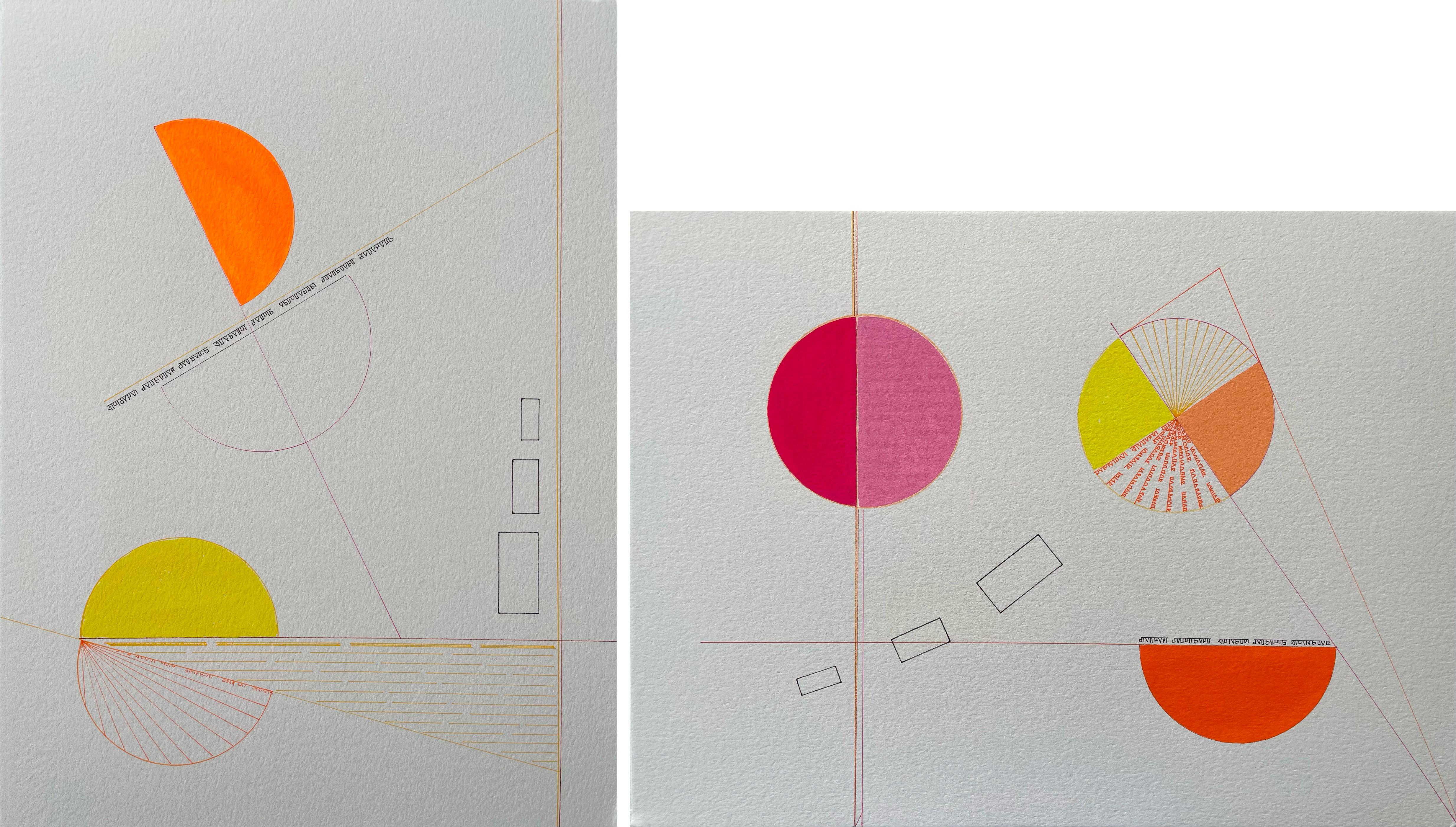 Cosmic Play 14, Diptychon. Aus der Serie „ Cosmic Play“ – Mixed Media Art von Neerja Chandna Peters
