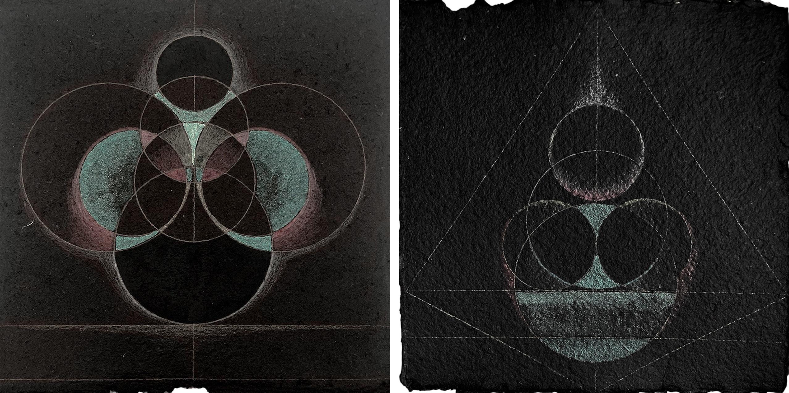 Neerja Chandna Peters Abstract Painting – Der kosmische Geist 66 und 67 Diptychon. Aus der Serie Kosmischer Geist