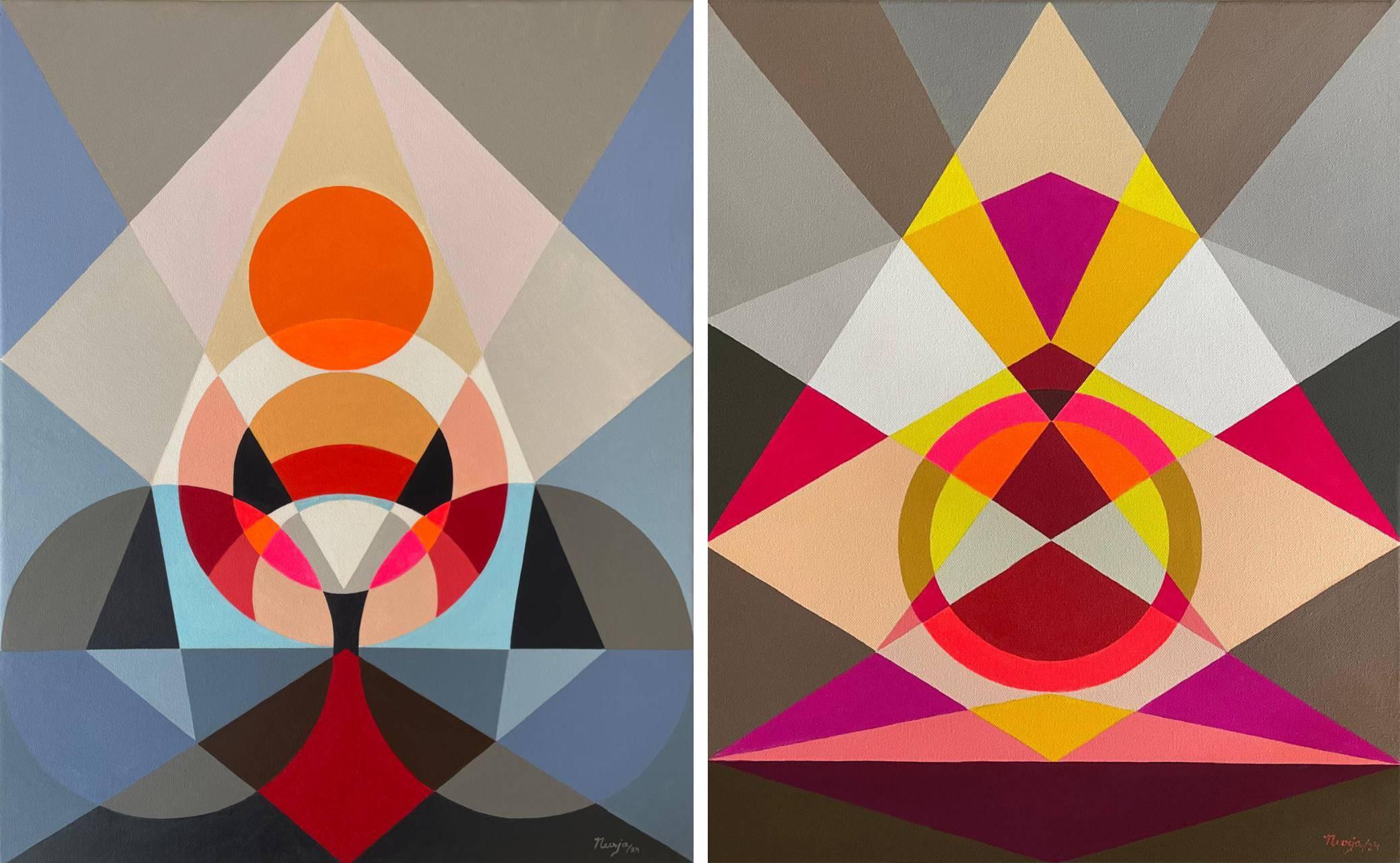 Abstract Painting Neerja Chandna Peters - Le moi 16 et 17. Diptyque. De la série Self