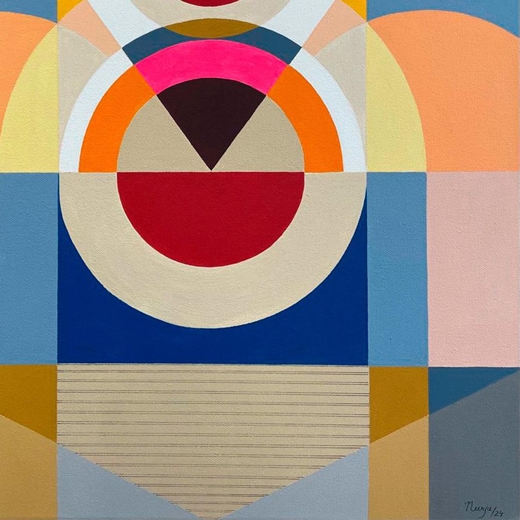 The Self 18. From The Self Series - Beige Abstract Painting by Neerja Chandna Peters