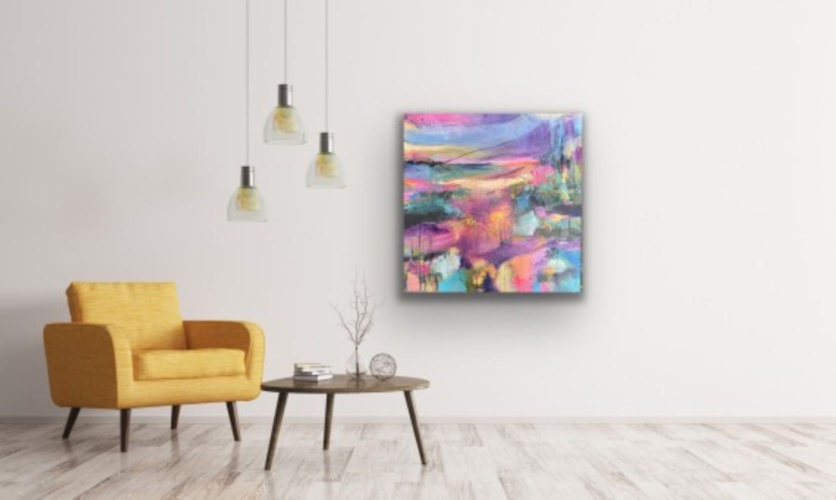 Day Drea Original abstract painting, landscape painting - Painting by Neeta Popat Kataria