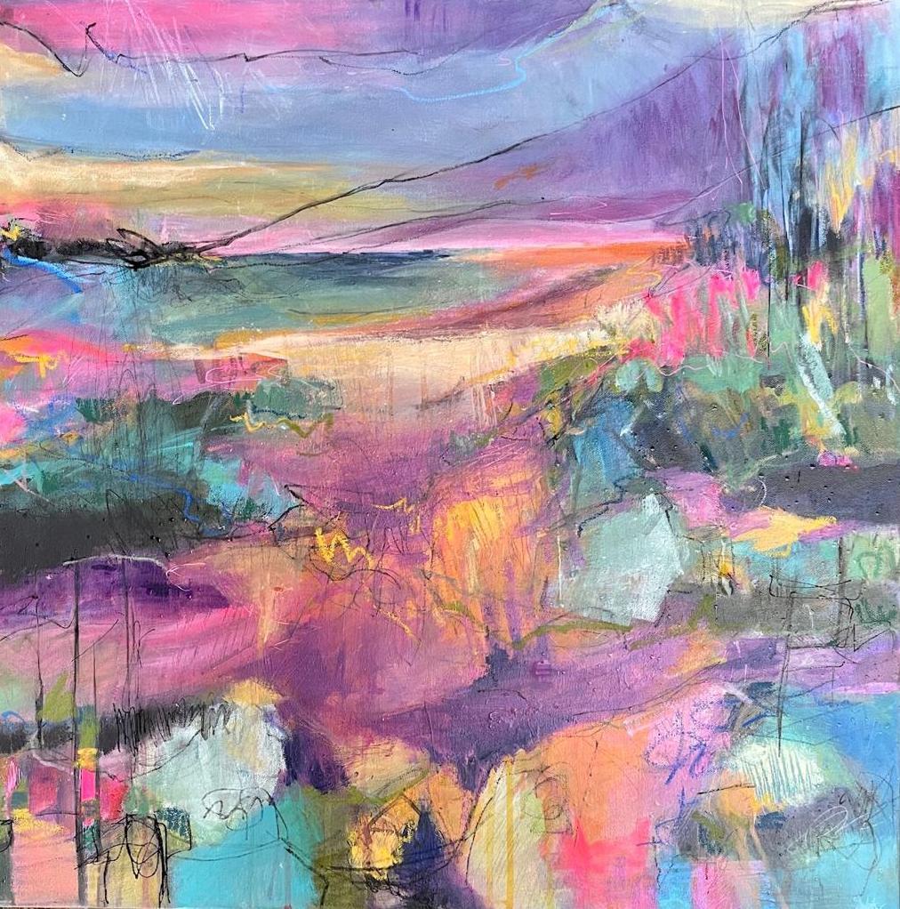 Day Dream, peinture de paysage abstraite, art contemporain vibrant