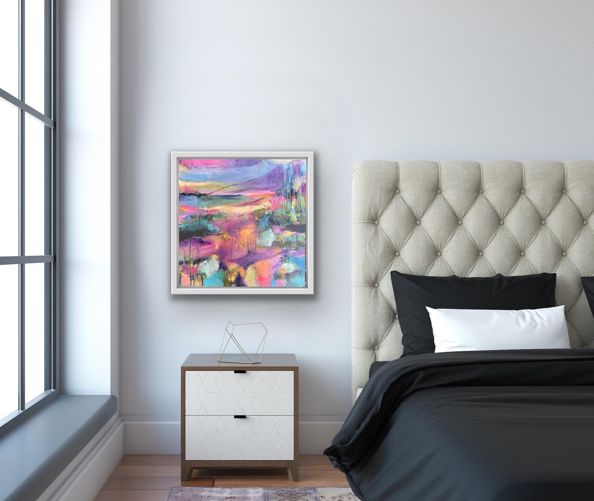 Sueño diurno,  Arte Contemporáneo Semi Abstracto Paisaje, Pintura Brillante Moderna - Painting de Neeta Popat Kataria