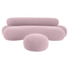 Nefelibata Composition 4.1 Sofa with Pink Bouclé Pouf