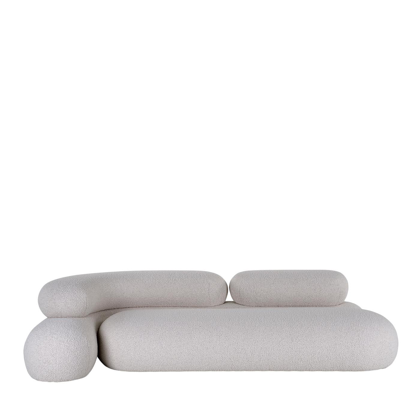 Nefelibata Weißes Bi-Elastic Jacquard-Sofa von Adrenalina
