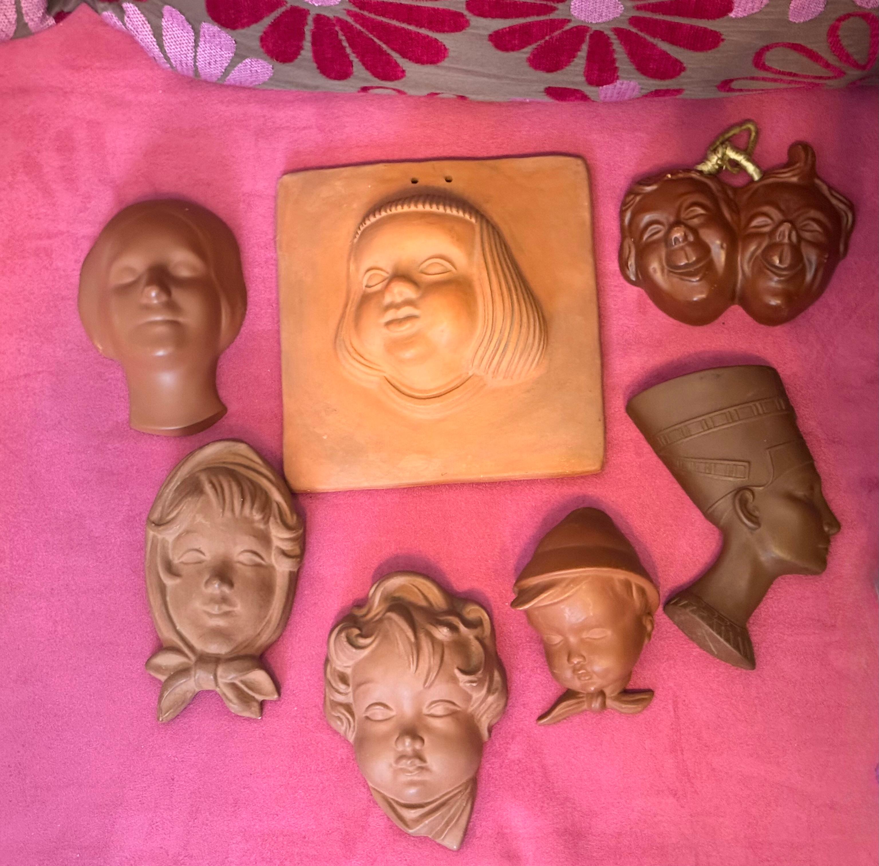 Nefertiti Cabeza Busto Máscara de Pared Decoración Vintage, Goebel Alemania Años 50 Terracota en venta