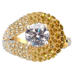 Nefertiti Ring in 18k Gold, Diamonds & Yellow Sapphires by MARIANNE CANARELLI