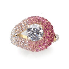 Nefertiti Ring in 18k Gold with Diamonds & Pink Sapphires by MARIANNE CANARELLI